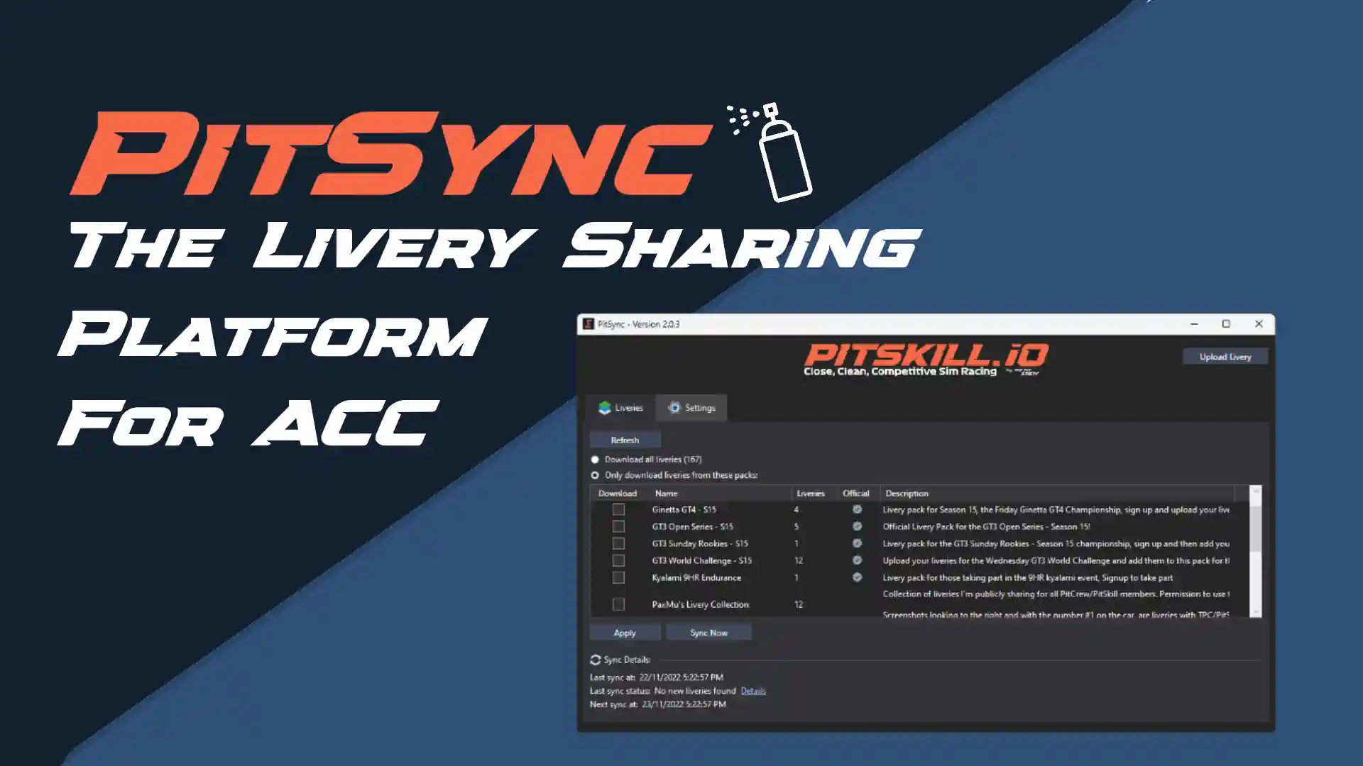 PitSync Free Livery Sharing for ACC
